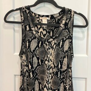 Sweet Juliet snake skin print sleeveless tunic top or mini dress